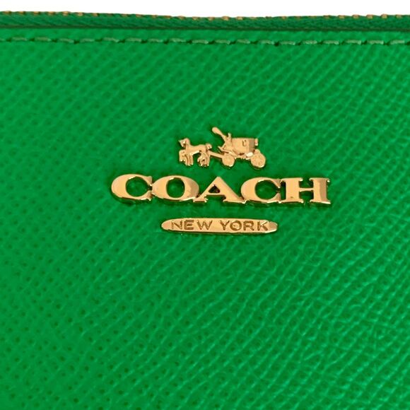 COACH Green Pebble Leather Crossbody Bag Wristlet Gold Chain Strap New - Picture 6 of 12